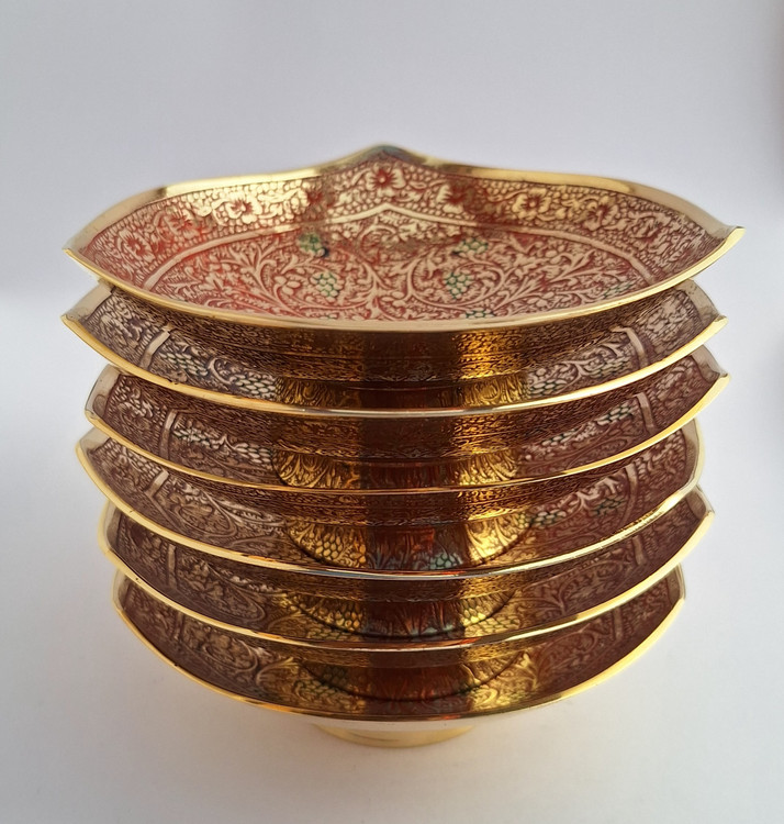 ست۶عددی کاسه برنجی میناکاری انگوری