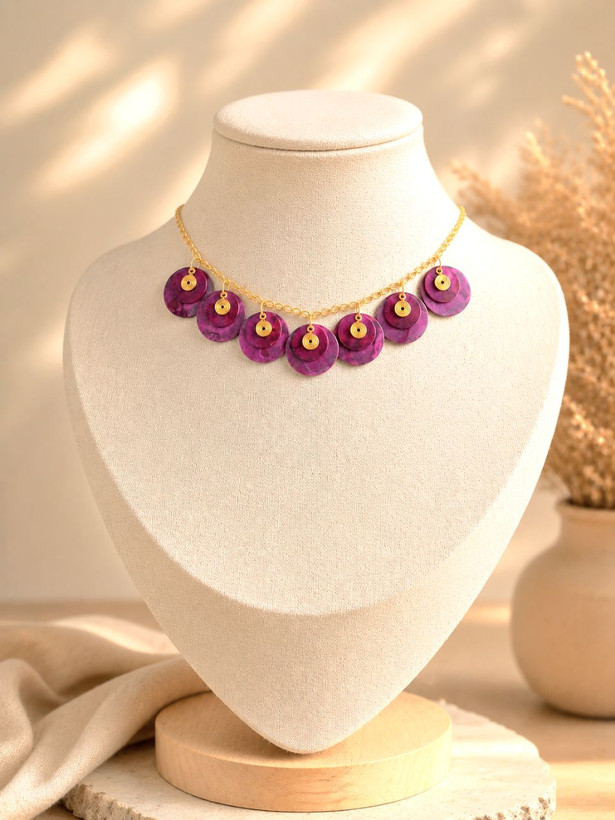 گردنآویز صدفی بنفش «ماهرخ»