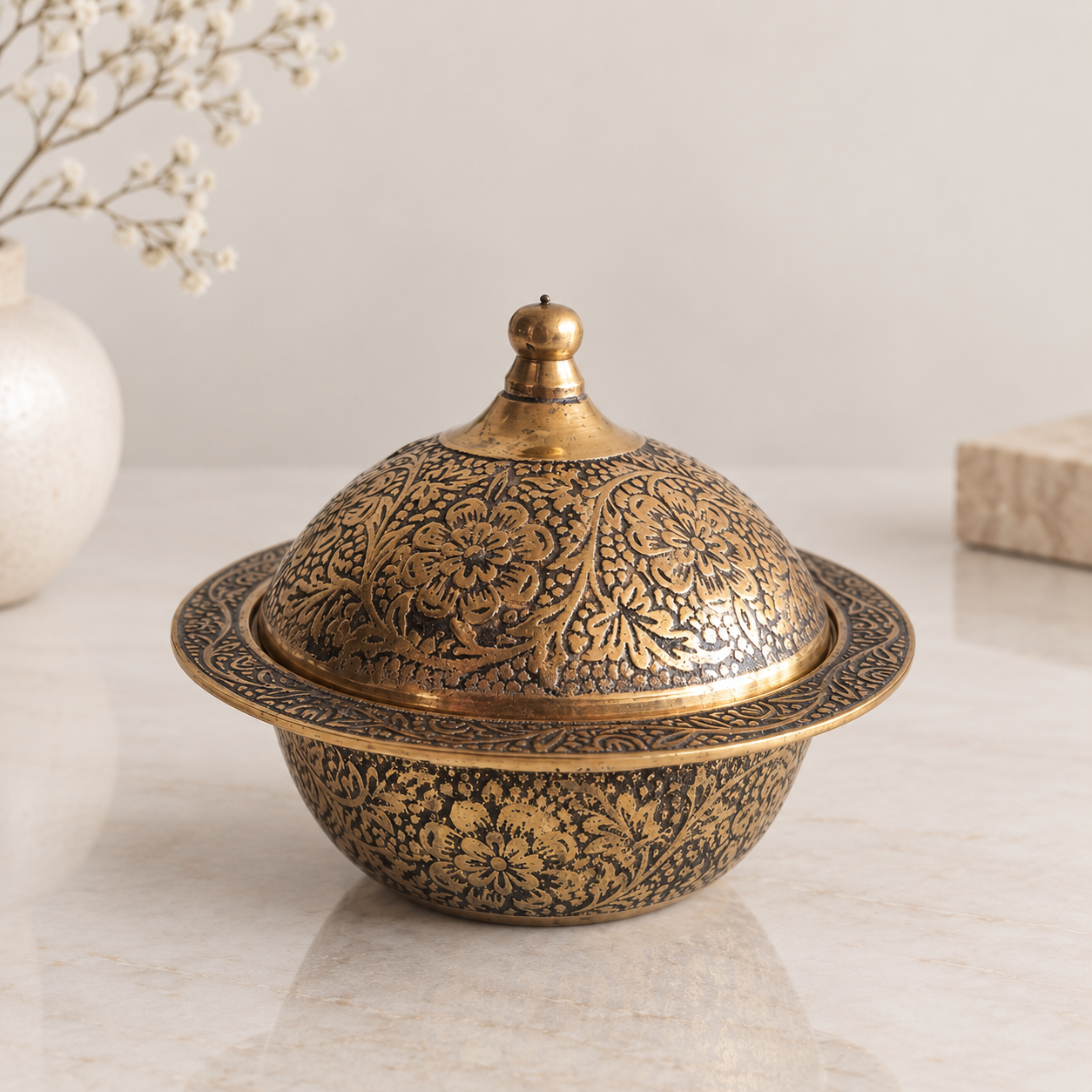 قندان برنجی آنتیک مدل شرمین سایز کوچک